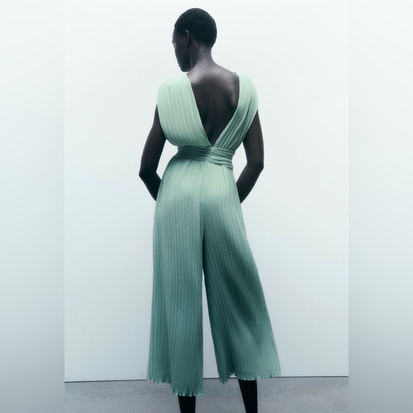 ZARA CLASSY KNOTTED PLEATED JUMPSUIT - Picture 8 of 9